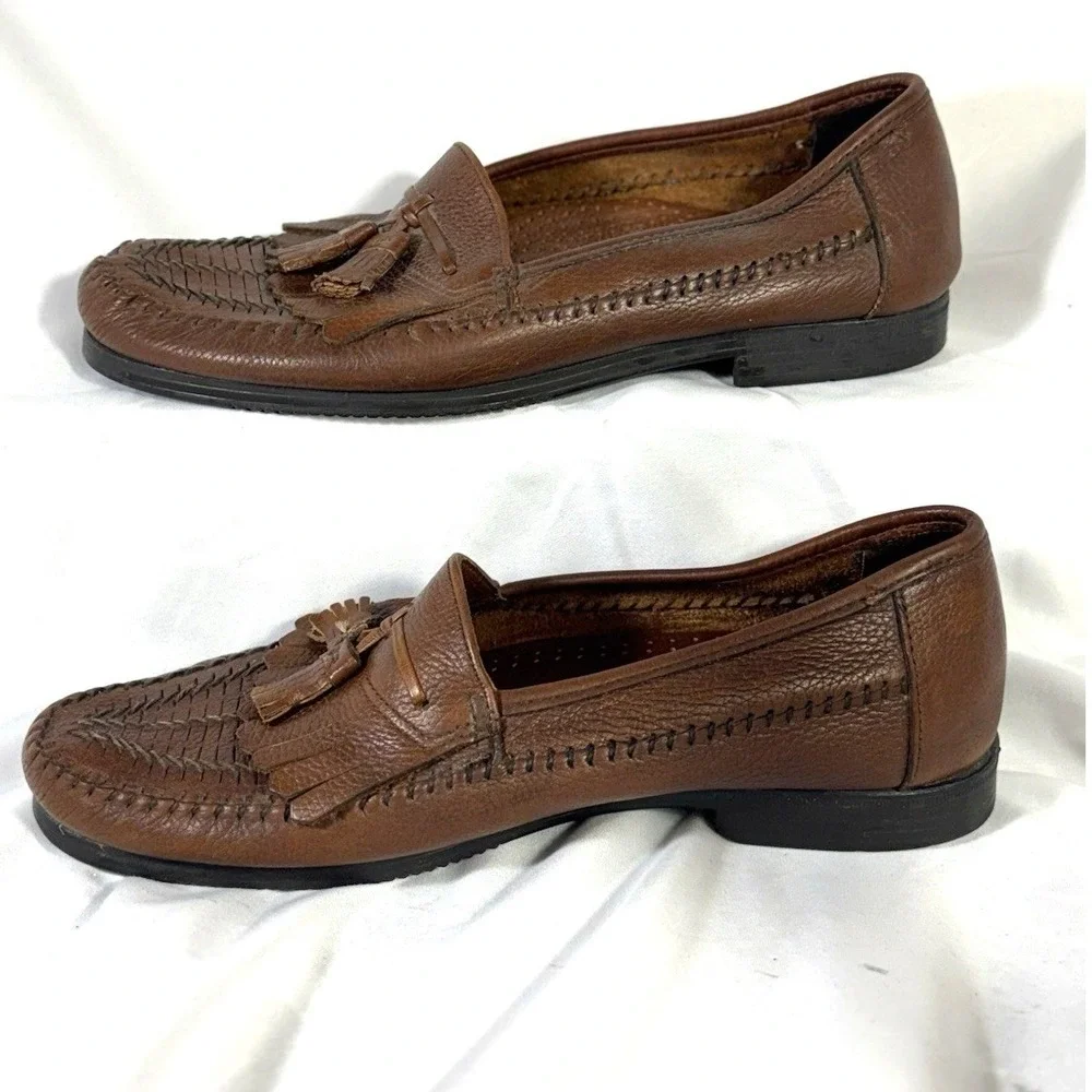 Dexter Brown Tassel Kiltie Leather Men's‎ Brown Loafers 9.5M Made in US 318112